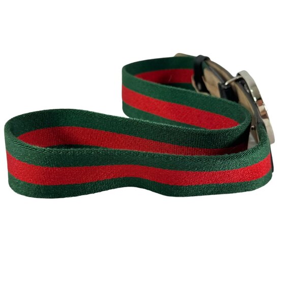 GUCCI 214351 Green Red Nylon Web Interlocking GG Men's Belt Made in Italy 90-36 - Picture 4 of 10